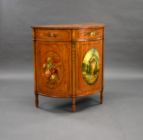 Edwardian Satinwood Demi Lune Side Cabinet