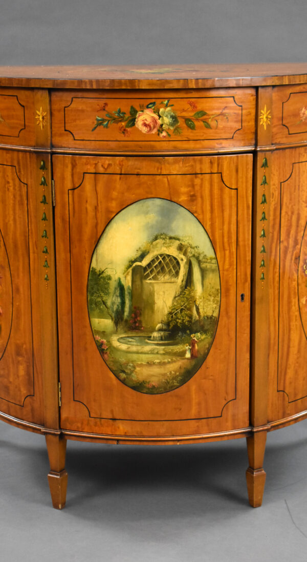 Edwardian Satinwood Demi Lune Side Cabinet - Image 3