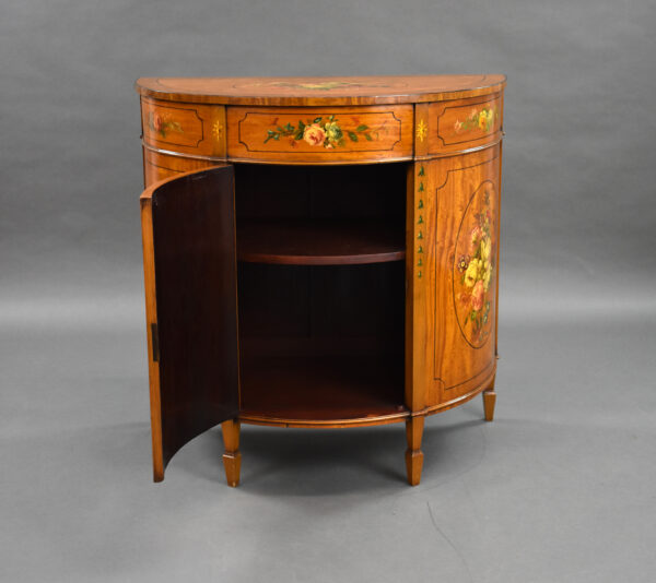 Edwardian Satinwood Demi Lune Side Cabinet - Image 4