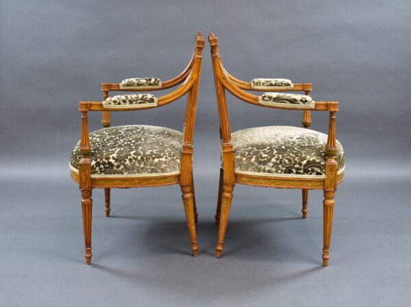 Pair of Edwardian Satinwood Hand Painted Armchairs - Image 4