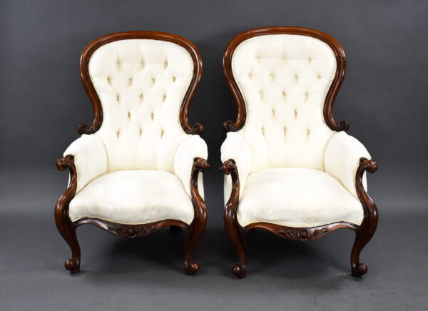 Pair of Victorian Mahogany Armchairs - Image 2