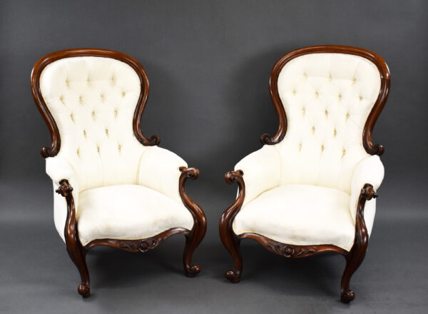 Pair of Victorian Mahogany Armchairs