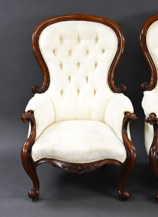 Pair of Victorian Mahogany Armchairs - Image 3