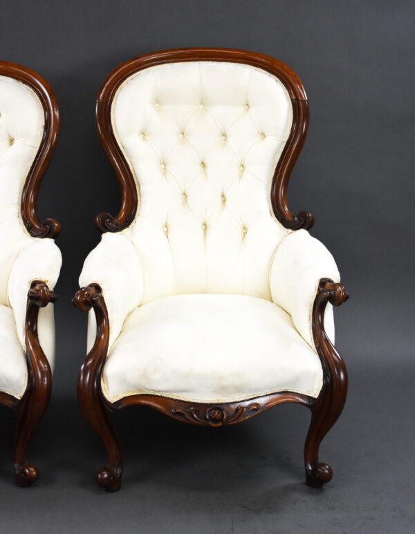 Pair of Victorian Mahogany Armchairs - Image 4