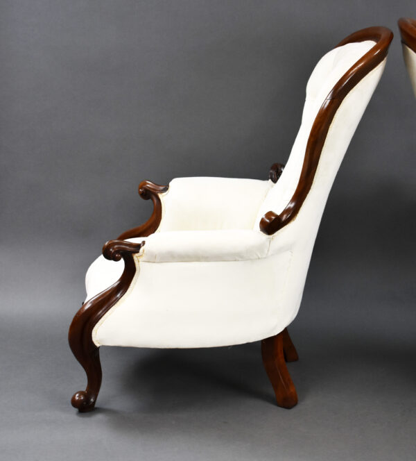 Pair of Victorian Mahogany Armchairs - Image 7