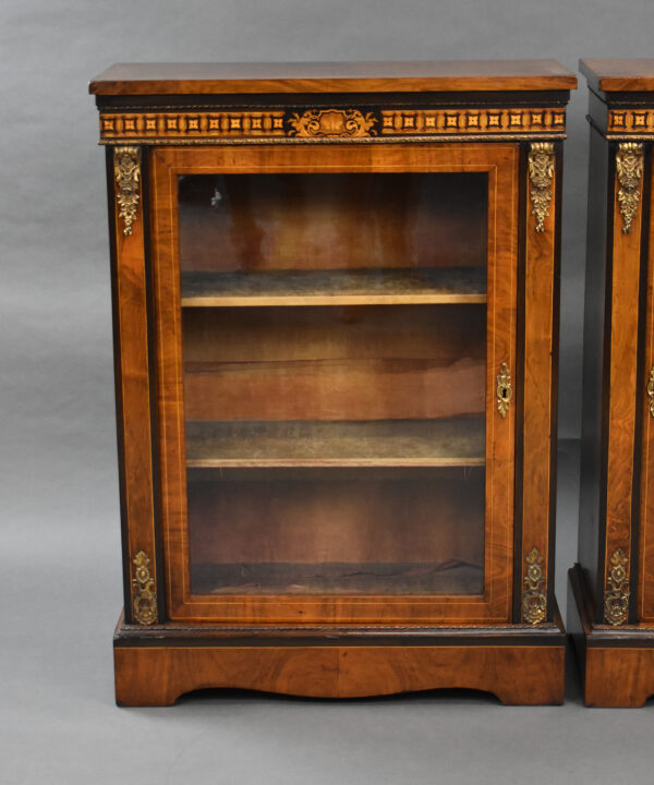 Pair of Victorian Walnut Inlaid Pier Cabinets - Image 3