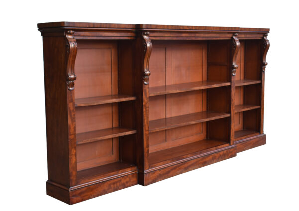 Large Early Victorian Mahogany Open Bookcase - Image 11