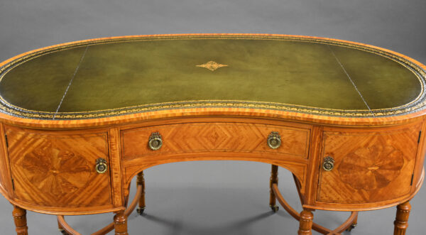 Edwardian Satinwood Kidney Shaped Desk - Image 6