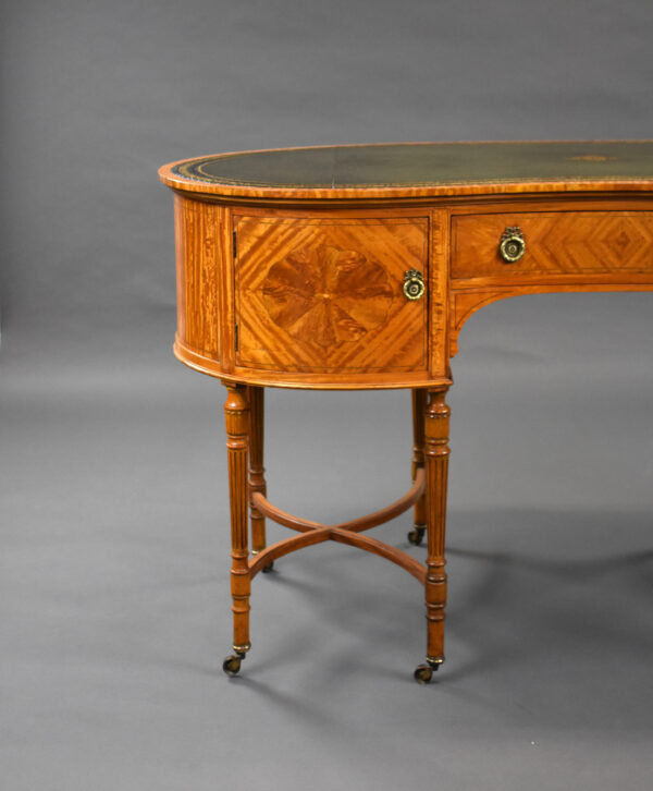 Edwardian Satinwood Kidney Shaped Desk - Image 7