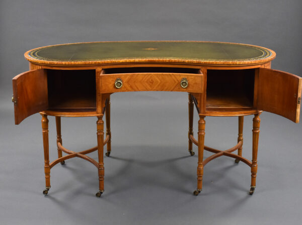 Edwardian Satinwood Kidney Shaped Desk - Image 9