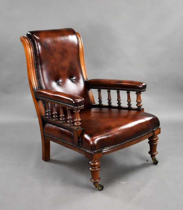 Victorian Hand Dyed Leather Library Chair