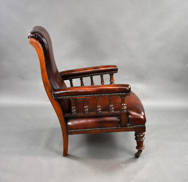 Victorian Hand Dyed Leather Library Chair - Image 6