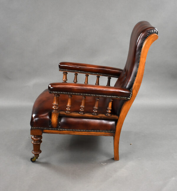 Victorian Hand Dyed Leather Library Chair - Image 4