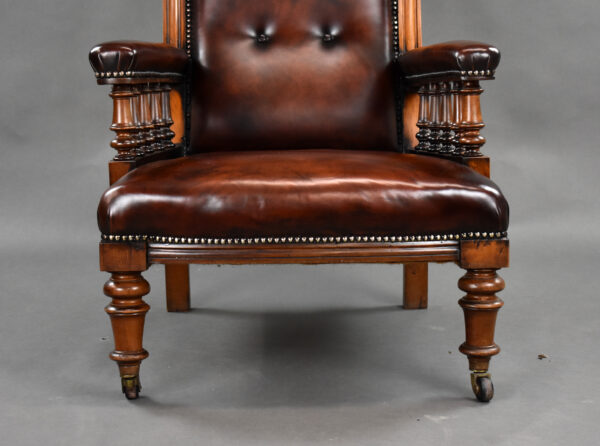 Victorian Hand Dyed Leather Library Chair - Image 3