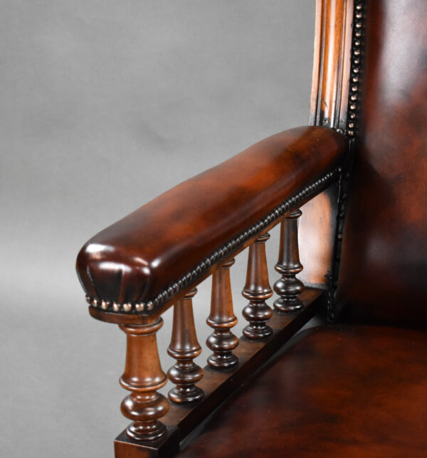 Victorian Hand Dyed Leather Library Chair - Image 2