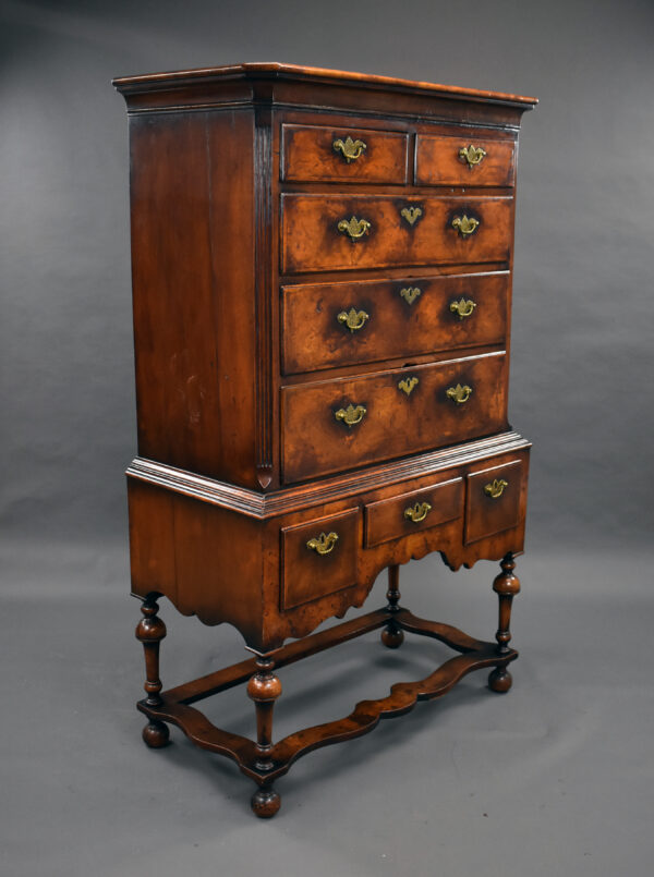 19th Century Figured Walnut Chest on Stand