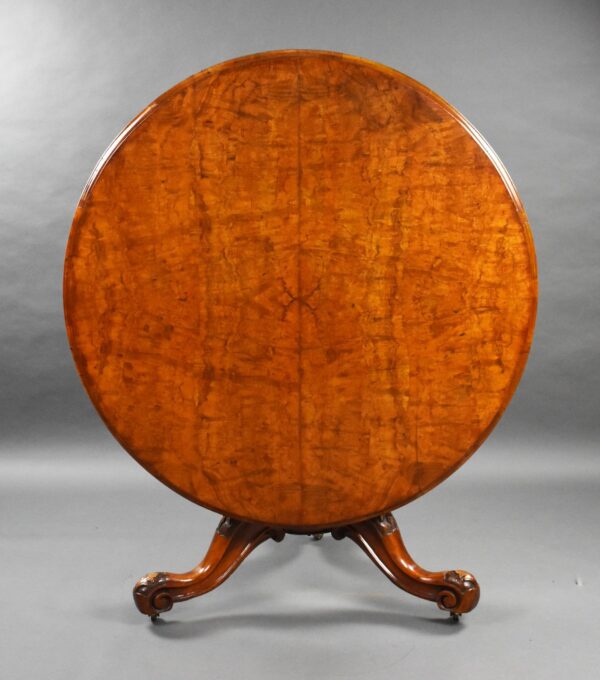 Victorian Burr Walnut Round Breakfast Table - Image 8