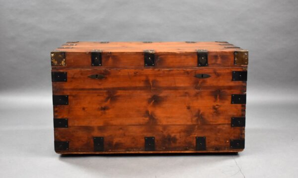 Antique Iron Bound Pine Trunk - Image 8