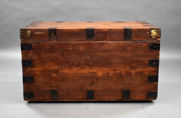 Antique Iron Bound Pine Trunk - Image 5