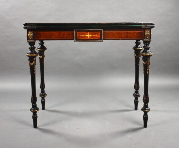 Victorian Burr Walnut Inlaid Card Table - Image 9
