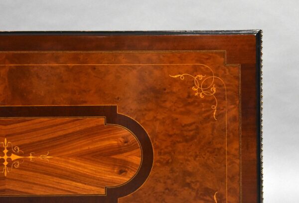 Victorian Burr Walnut Inlaid Card Table - Image 6