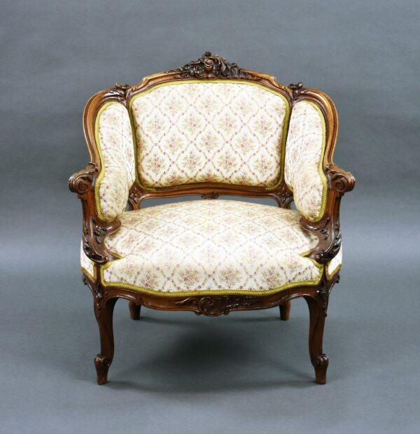 Set Three French Walnut Tub Chairs - Image 10