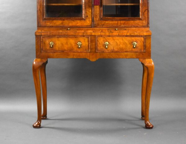 Antique Queen Anne Style Walnut Double Dome Bookcase - Image 10