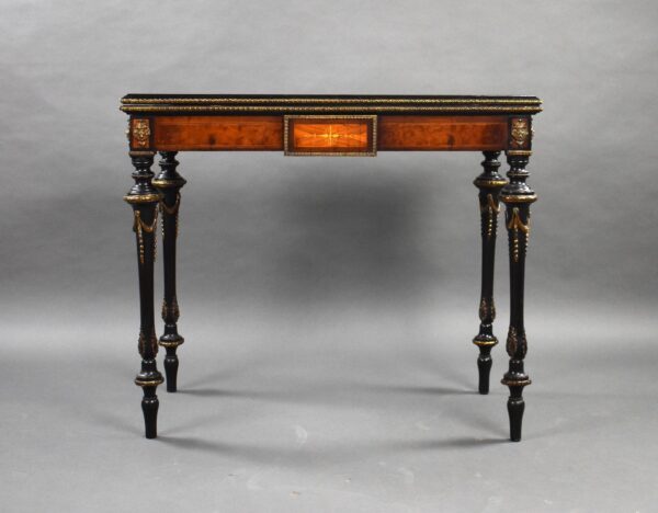 Victorian Burr Walnut Inlaid Card Table - Image 13