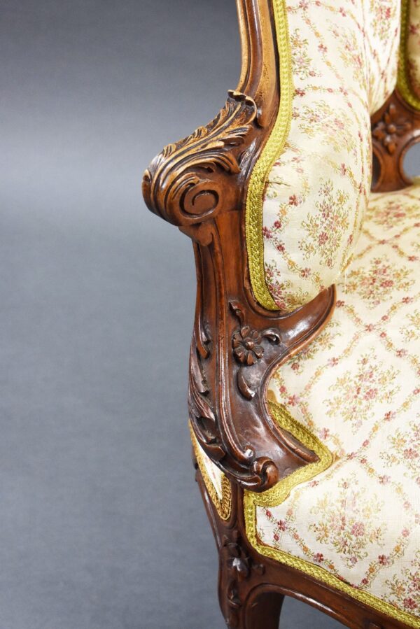 Set Three French Walnut Tub Chairs - Image 7