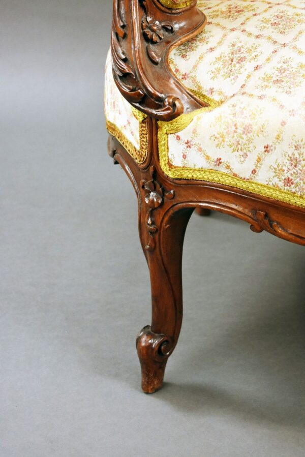 Set Three French Walnut Tub Chairs - Image 6