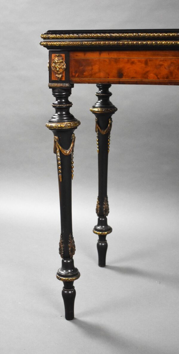 Victorian Burr Walnut Inlaid Card Table - Image 11