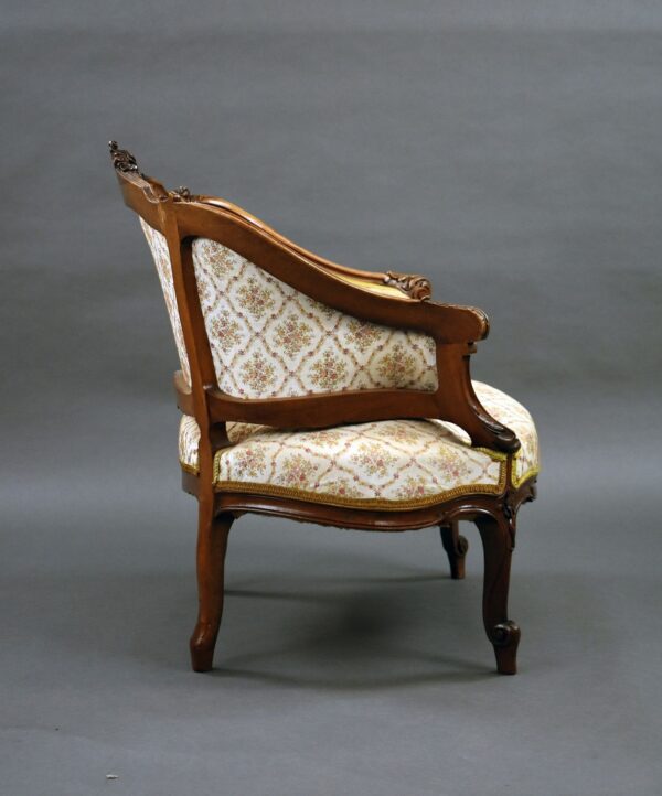 Set Three French Walnut Tub Chairs - Image 4