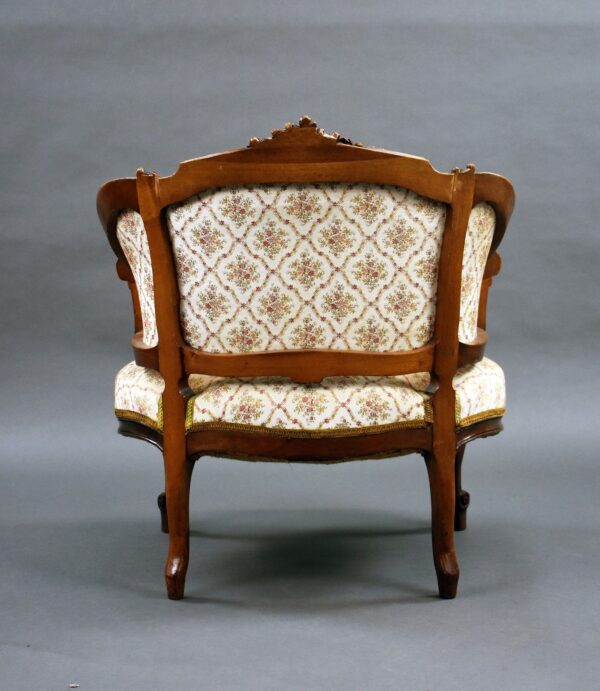 Set Three French Walnut Tub Chairs - Image 3