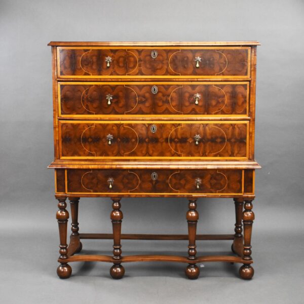 William Mary Oyster Veneer Chest on Stand