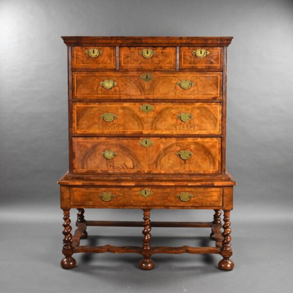 George I Figured Walnut Chest on Stand