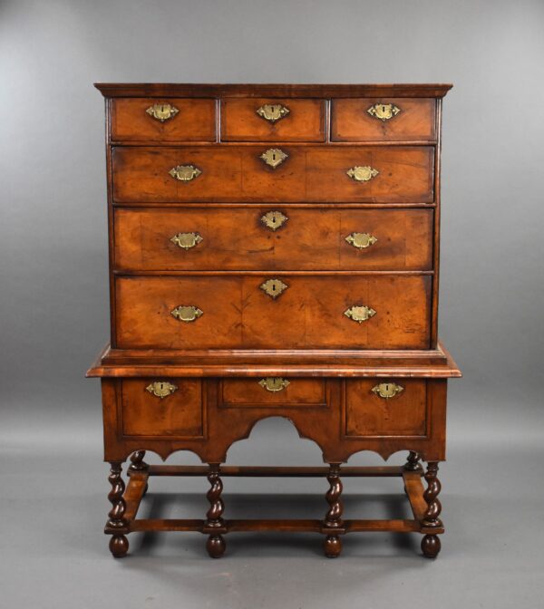 George II Burr Walnut Chest on Stand