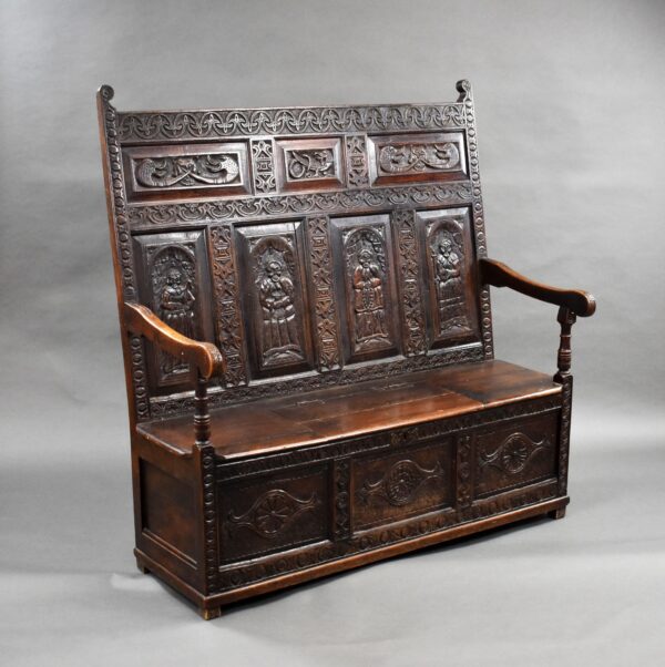 18th Century Carved Oak Settle