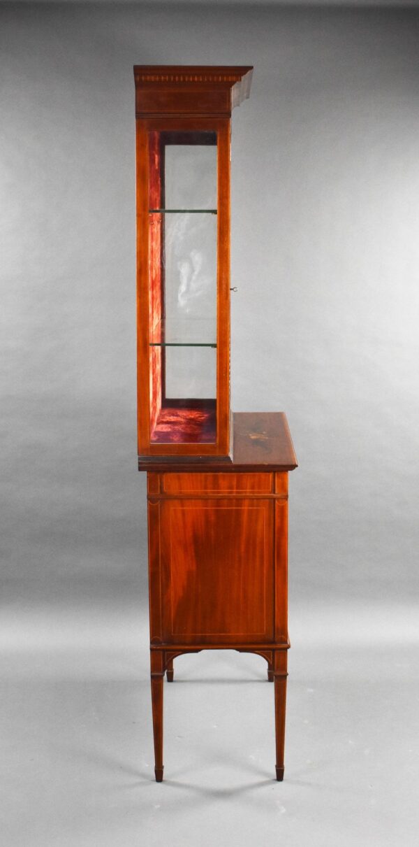 Edwardian Mahogany Satinwood Hand Painted Display Cabinet - Image 8