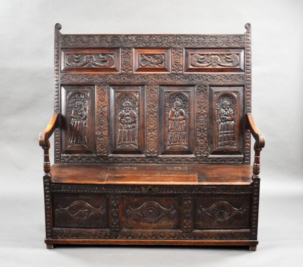 18th Century Carved Oak Settle - Image 7