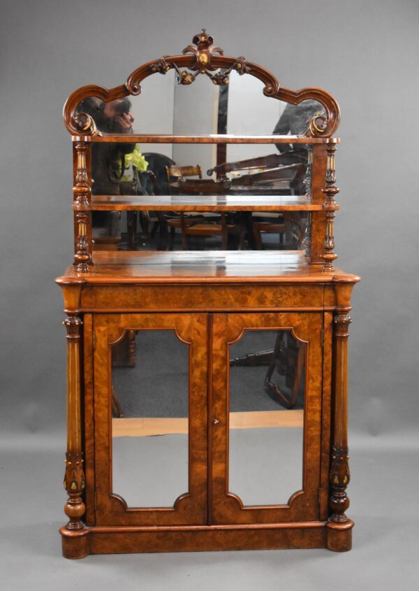 Victorian Burr Walnut Chiffonier Cabinet - Image 6