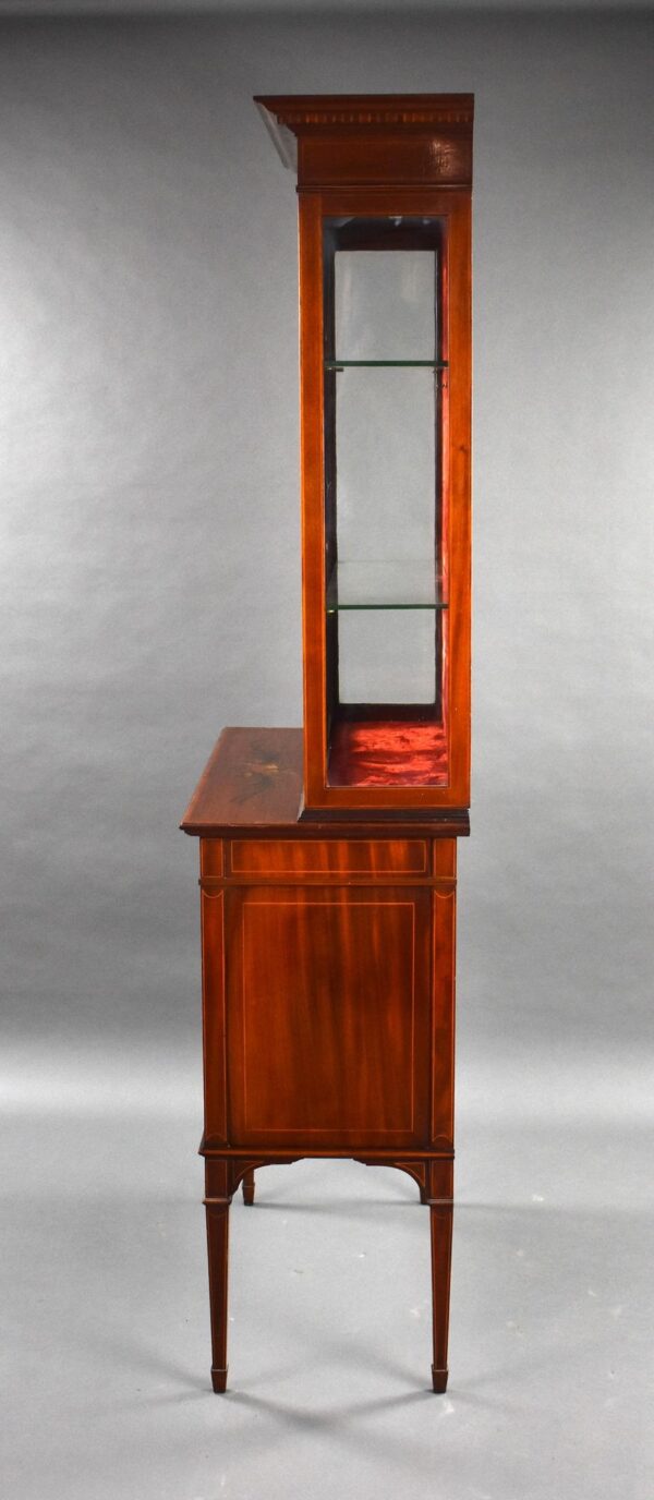 Edwardian Mahogany Satinwood Hand Painted Display Cabinet - Image 7