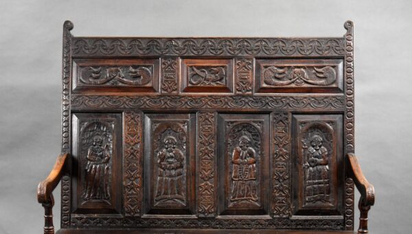 18th Century Carved Oak Settle - Image 6