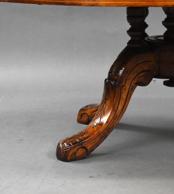 Victorian Inlaid Walnut Oval Coffee Table - Image 3