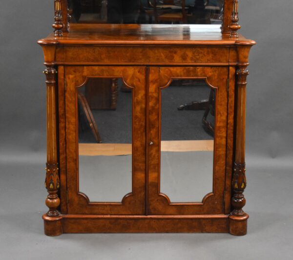 Victorian Burr Walnut Chiffonier Cabinet - Image 4