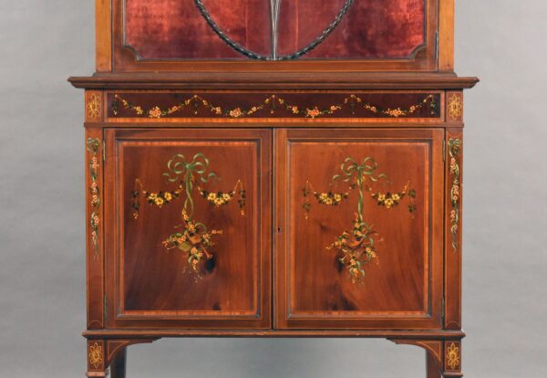 Edwardian Mahogany Satinwood Hand Painted Display Cabinet - Image 2