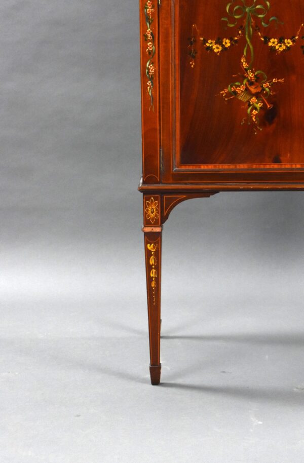 Edwardian Mahogany Satinwood Hand Painted Display Cabinet - Image 5