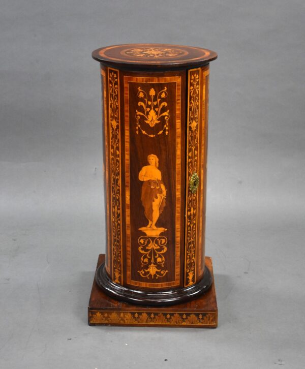 19th Century Italian Marquetry Inlaid Cylindrical Pot Cupboard