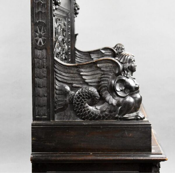 19th Century Heavil Carved Oak Settle - Image 9