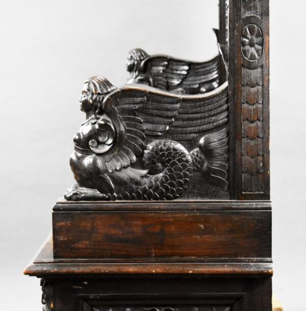 19th Century Heavil Carved Oak Settle - Image 8