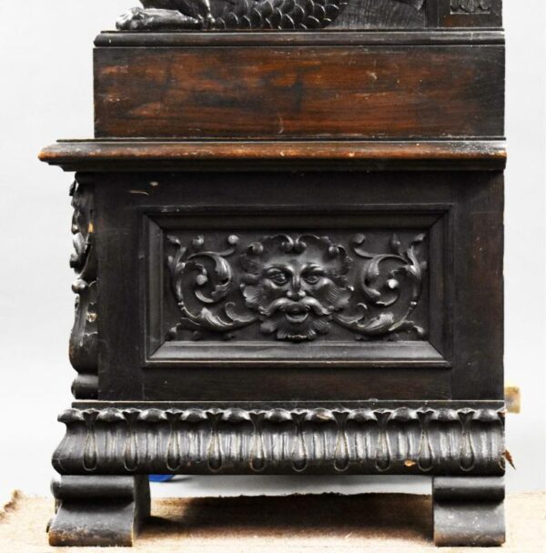 19th Century Heavil Carved Oak Settle - Image 3